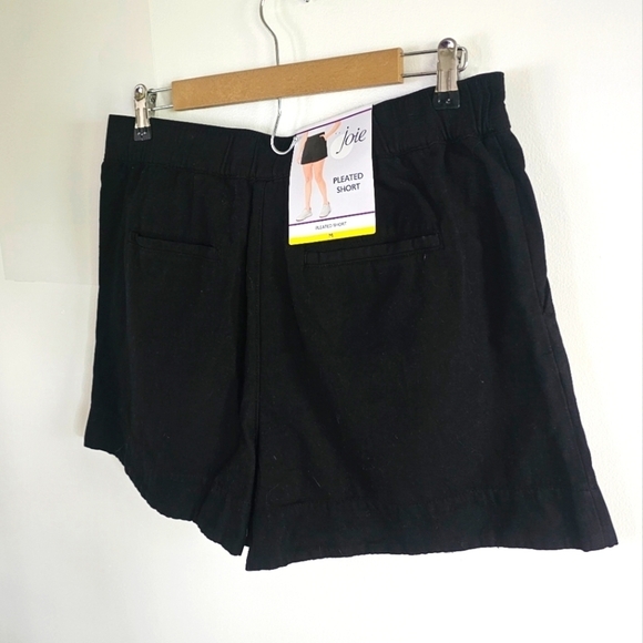 NWT Joie Cotton Linen Blend Pleated Black High Waist Women's Short Size M - Picture 9 of 9